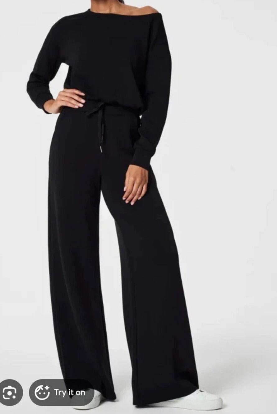 Spanx Air Essentials Jumpsuit Long Sleeve Womens Size Extra Large Black
